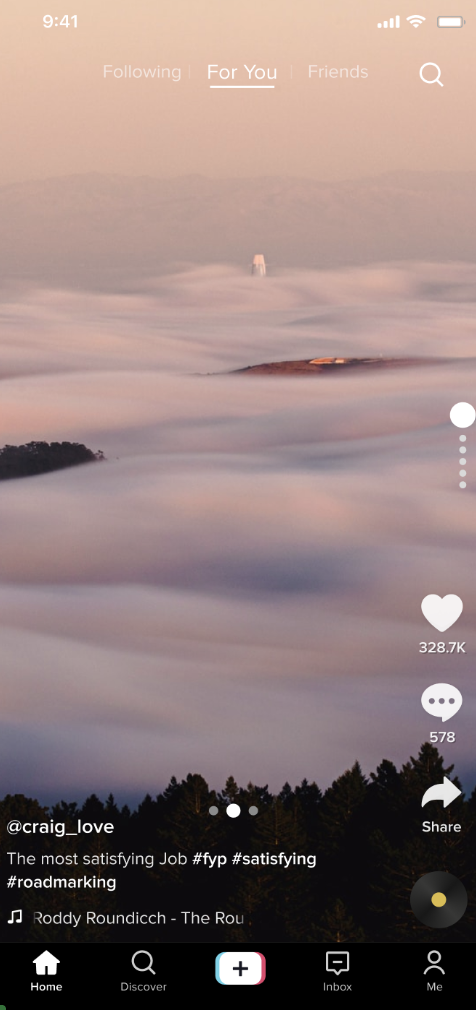 Screen 1: For You feed — entry point into the travel hub