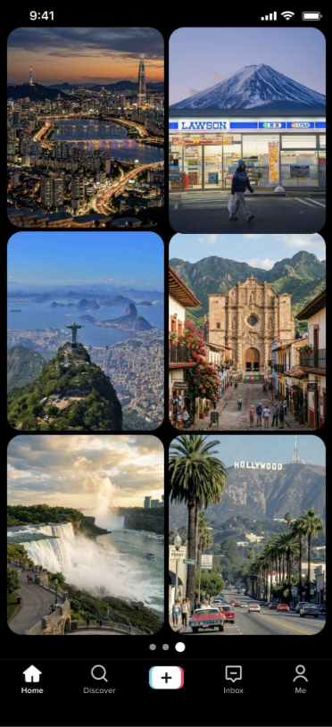Screen 5: Cultural category grid with regional imagery